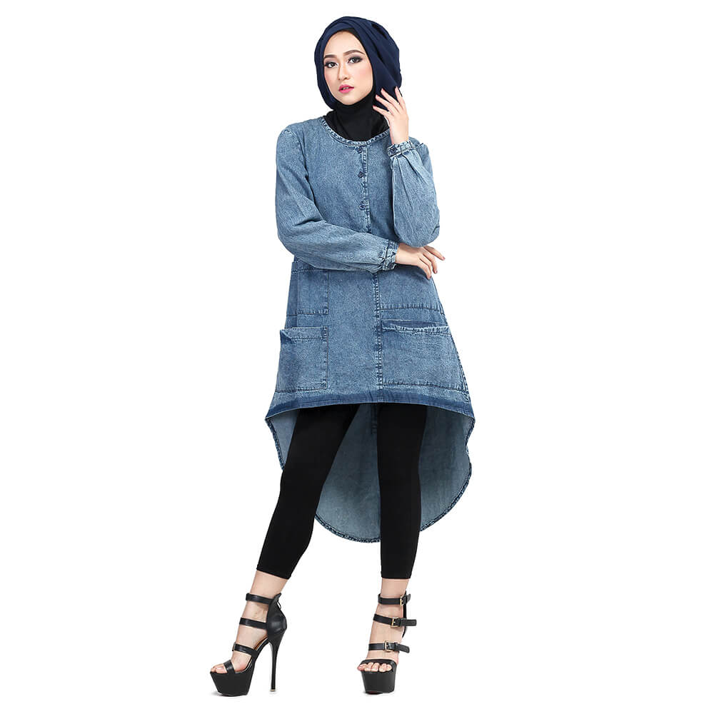 GAMIS MUSLIMAH KASUAL WANITA BIRU JEANS INFICLO SHJ 956