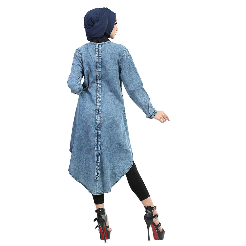 Inficlo Gamis Muslimah Kasual Wanita Biru Jeans SHJ 956