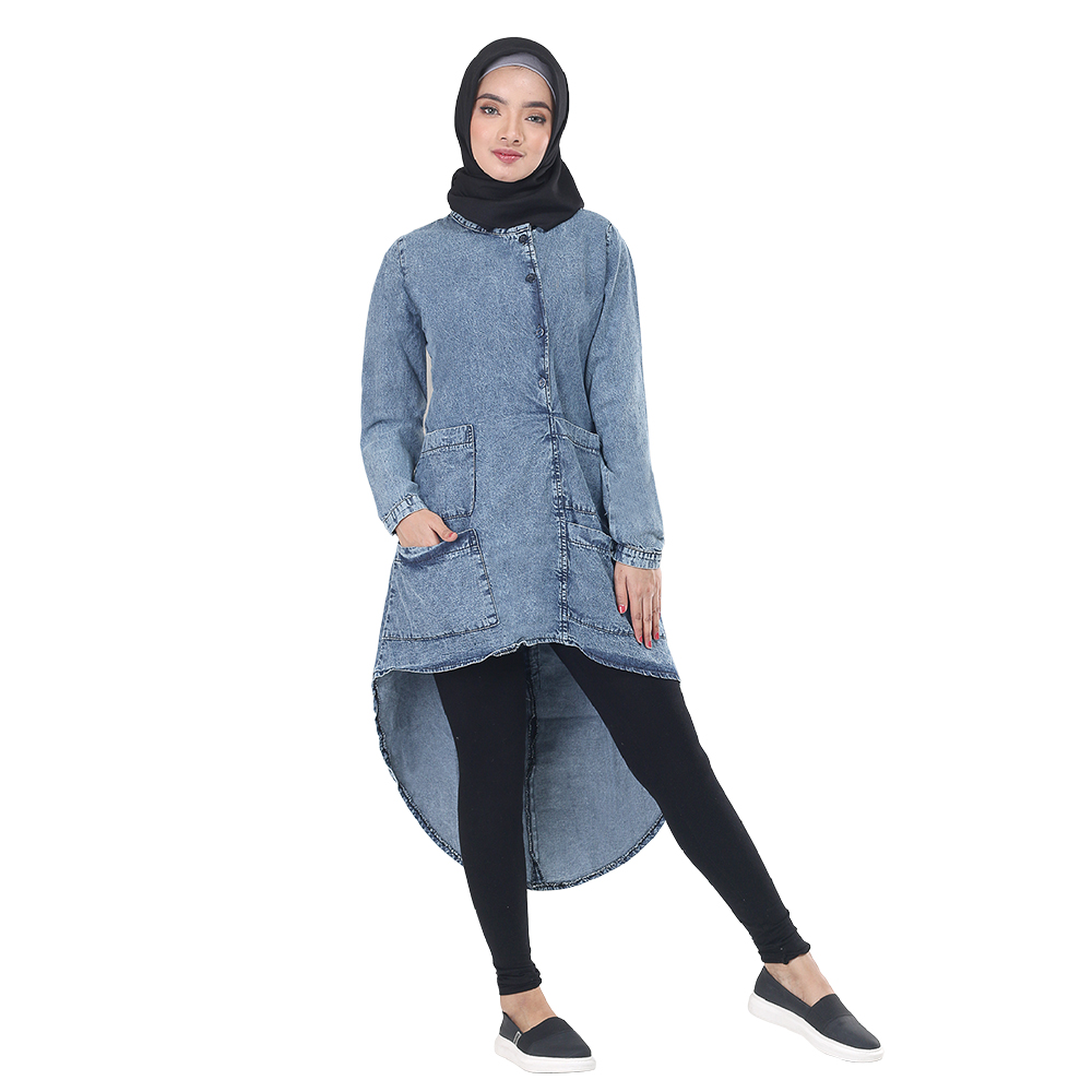 GAMIS MUSLIMAH KASUAL WANITA BIRU JEANS INFICLO SHJ 956 - Image 5