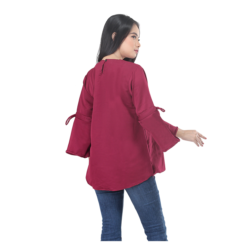 ATASAN BLOUSE KASUAL WANITA MAROON VELVET INFICLO SRS 893 - Image 7