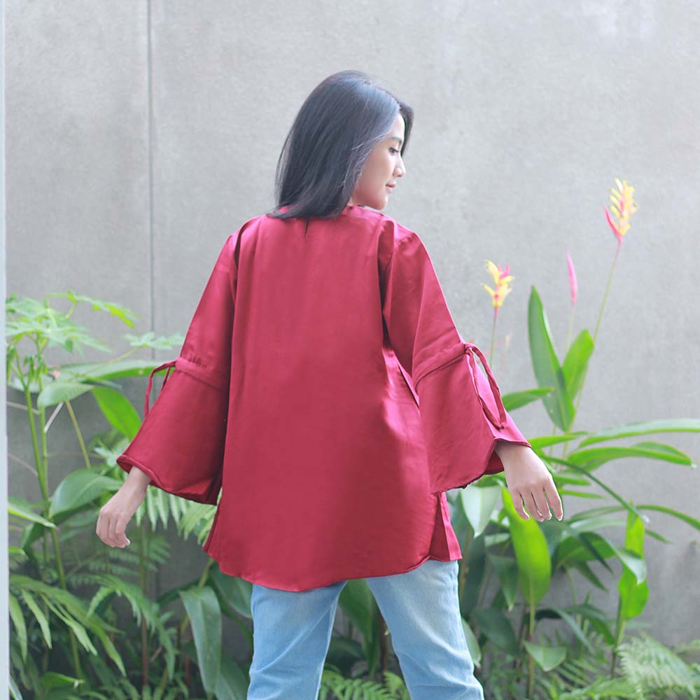 ATASAN BLOUSE KASUAL WANITA MAROON VELVET INFICLO SRS 893 - Image 10