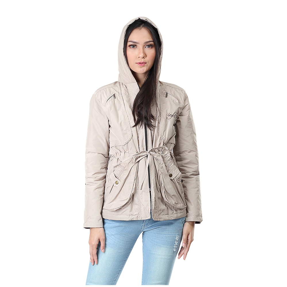 JAKET HOODIES KASUAL WANITA KREM MICRO INFICLO SFC 747 - Image 5