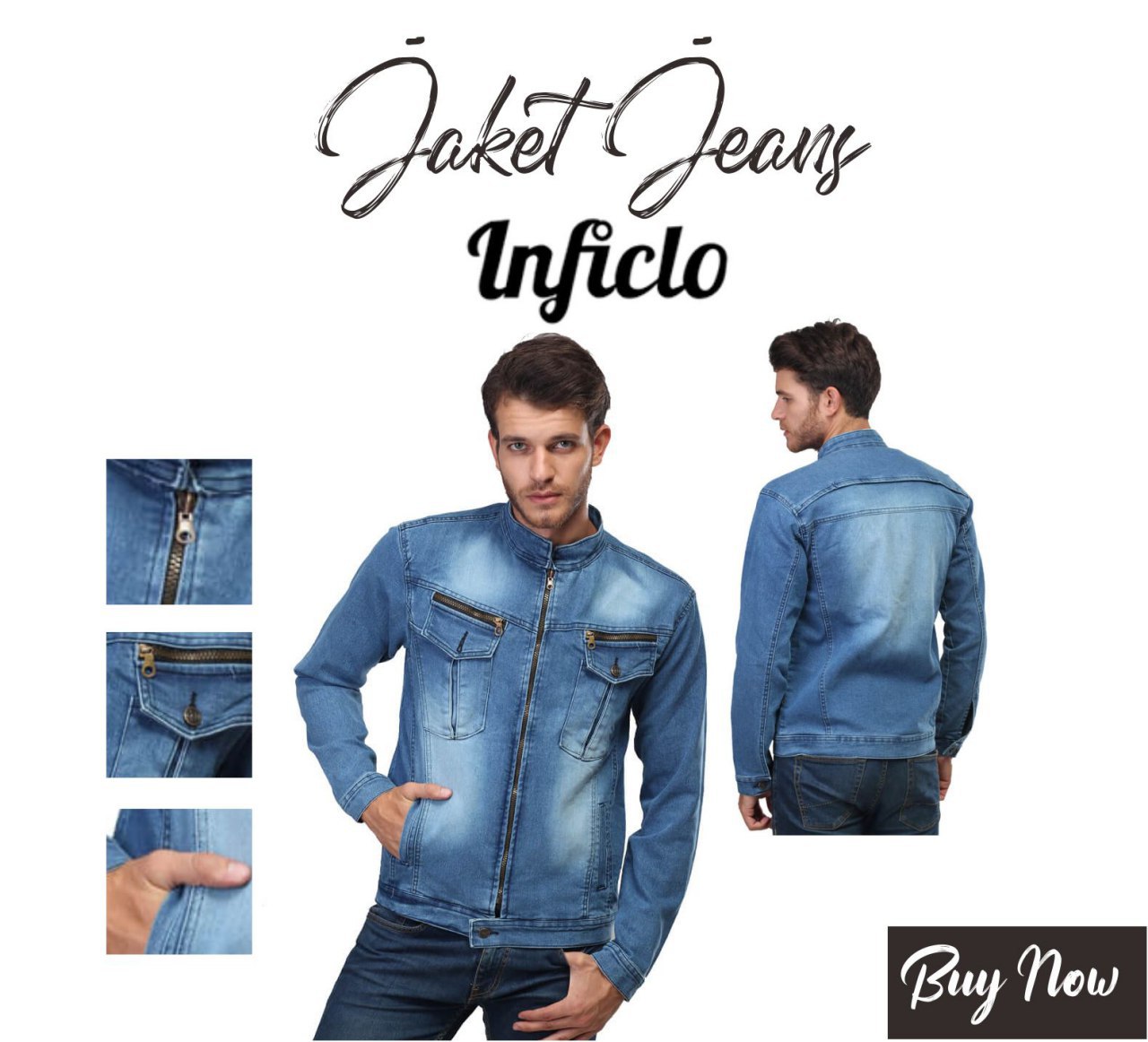 JAKET JEANS KASUAL PRIA BIRU DENIMS STRETCH INFICLO SPI 436 - Image 9