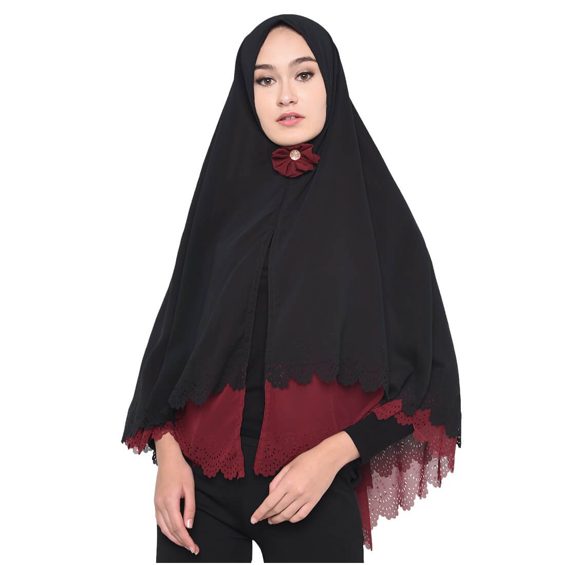 KERUDUNG WANITA MUSLIMAH MERAH SIPHON JAVA SEVEN JNE 021