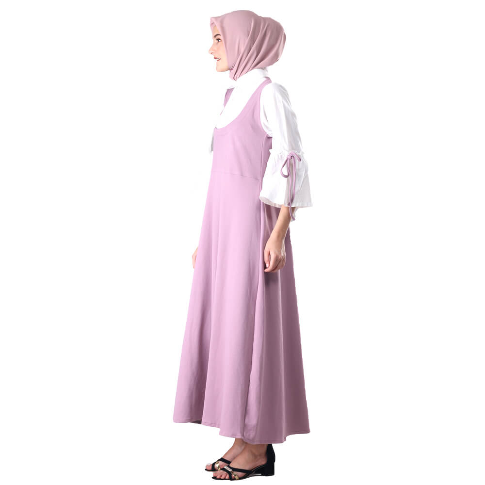 PAKAIAN GAMIS WANITA MUSLIM UNGU COTTON INFICLO SRT 172 - Image 2