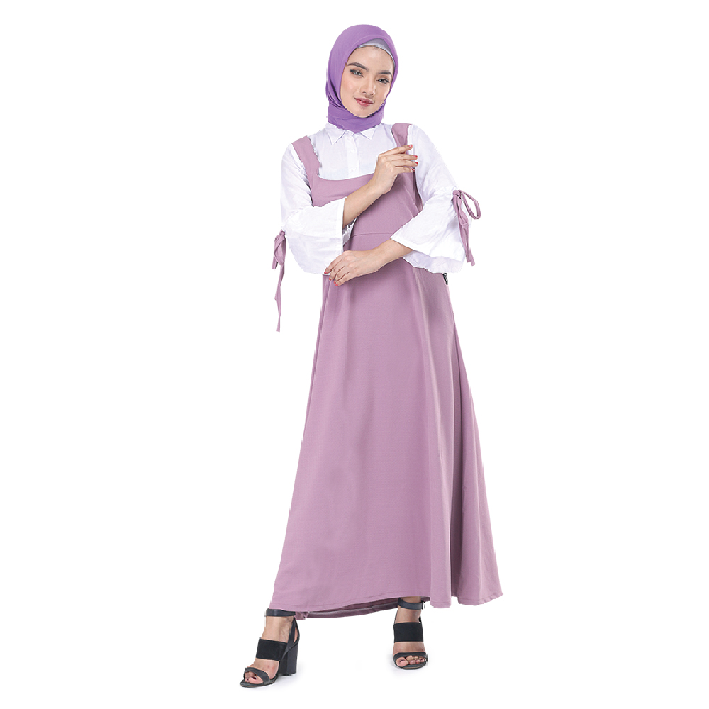 PAKAIAN GAMIS WANITA MUSLIM UNGU COTTON INFICLO SRT 172 - Image 4