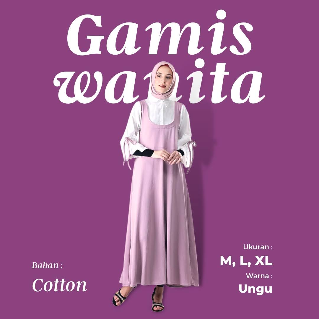 PAKAIAN GAMIS WANITA MUSLIM UNGU COTTON INFICLO SRT 172 - Image 7