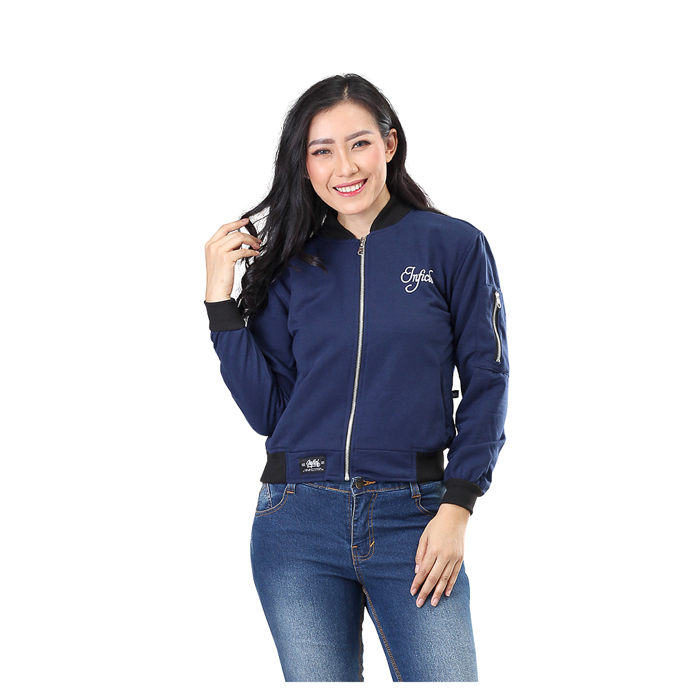 JAKET OUTDOOR KASUAL WANITA PREMIUM NAVY FLEECE INFICLO STA 793 - Image 5