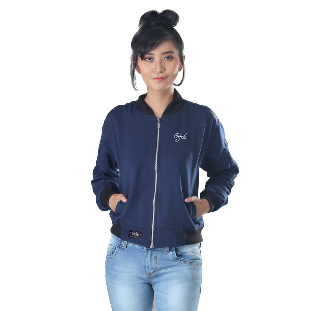 JAKET OUTDOOR KASUAL WANITA PREMIUM NAVY FLEECE INFICLO STA 793 - Image 2