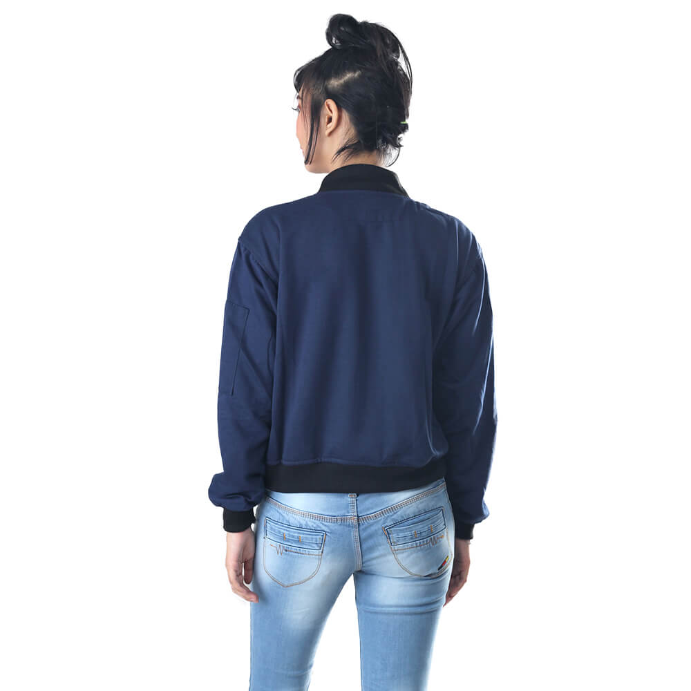 JAKET OUTDOOR KASUAL WANITA PREMIUM NAVY FLEECE INFICLO STA 793 - Image 3