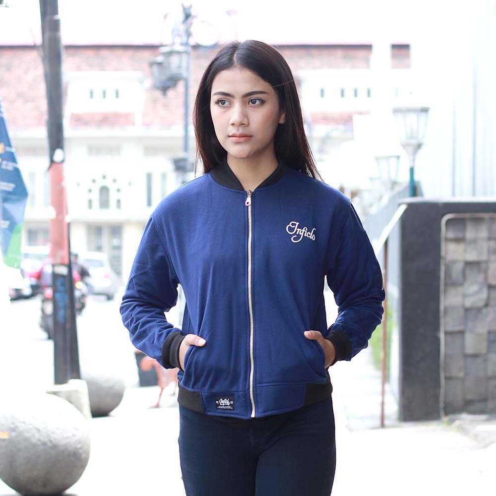 JAKET OUTDOOR KASUAL WANITA PREMIUM NAVY FLEECE INFICLO STA 793 - Image 7
