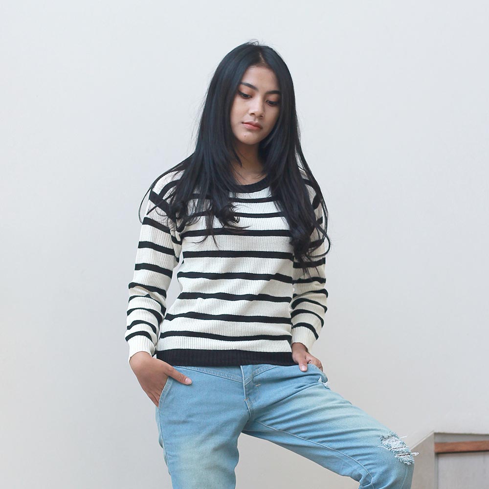 SWEATER KASUAL WANITA PREMIUM PUTIH RAJUT INFICLO STA 817 - Image 4